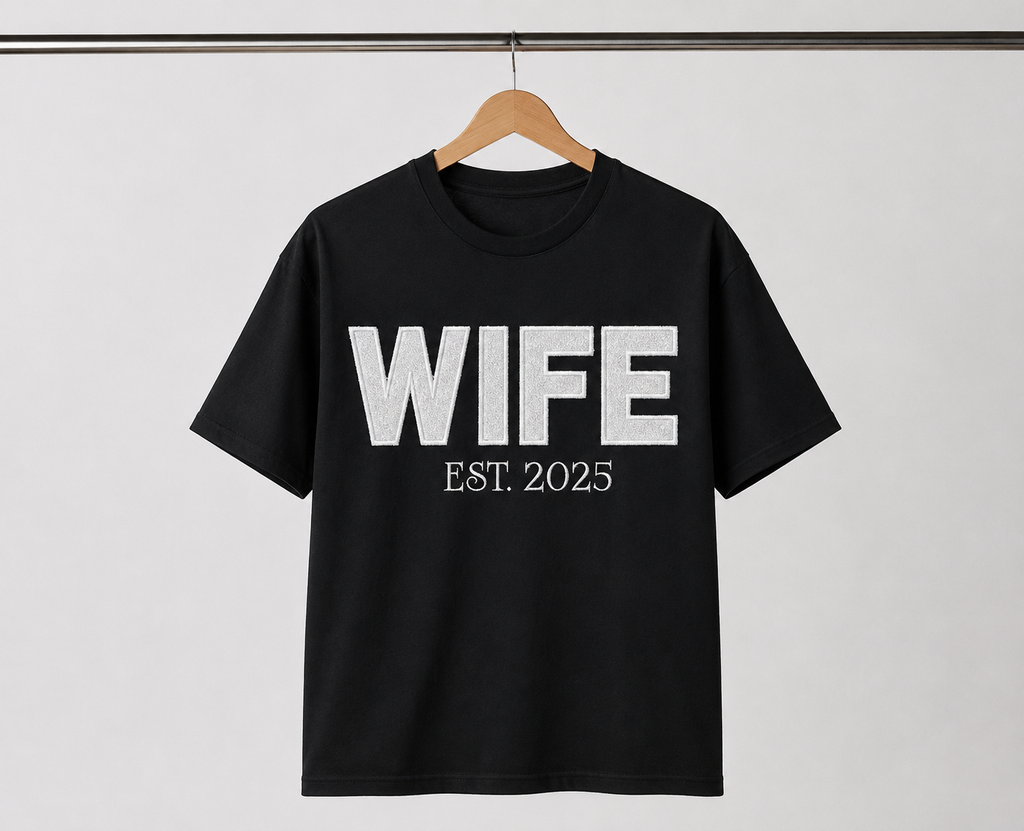 Customizable WIFE — Glitter & Embroidered Tee